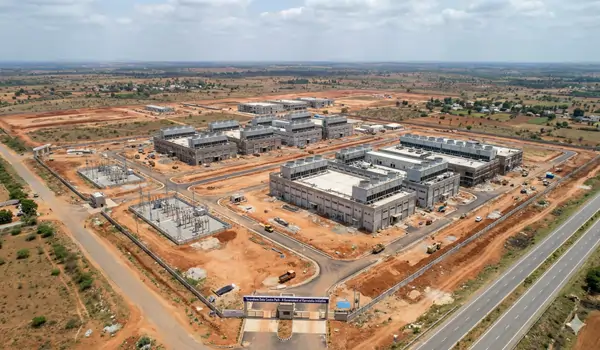 Visual representation of the 300-Acre Tavarekere Data Centre Park and its integration with residential developments near Hoskote.