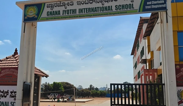 Children playing on the grounds of Gnana Jyothi International School demonstrating the active campus environment near Sobha World City