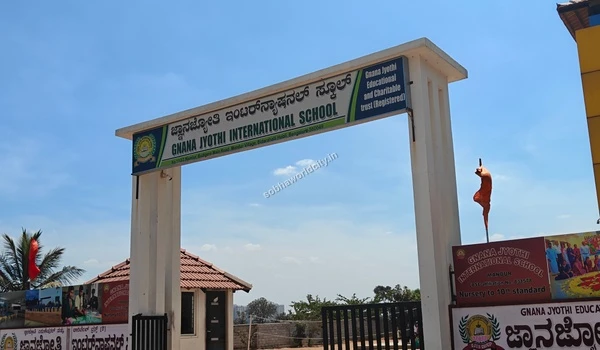 The front entrance arch of Gnana Jyothi International School providing excellent educational facilities in the vicinity of Sobha World City