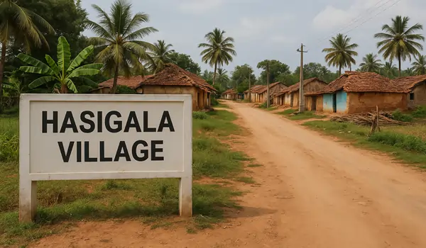 Map showing how close Hasigala Village is to Sobha World City in East Bangalore location