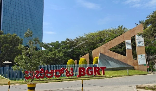 Street view of the Bearys Global Research Triangle complex emphasizing the well-developed IT corridors neighboring the Sobha World City project