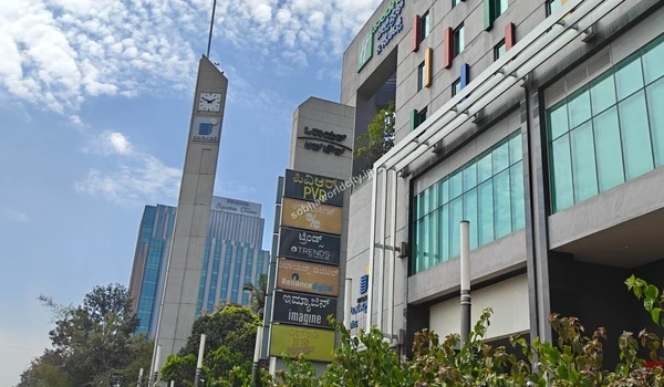 A clear view of the commercial plaza's clock tower and brand directory offering convenience to Sobha World City