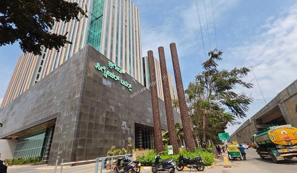 Brigade Signature Towers building exterior indicating the prime employment zones accessible from Sobha World City