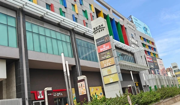 Modern commercial architecture featuring colorful exterior elements offering a premium lifestyle near Sobha World City