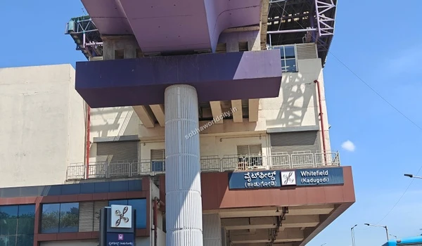 Robust concrete pillars supporting the Namma Metro network at Whitefield facilitating rapid travel to Sobha World City