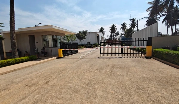 Gated access point looking into the Sobha Stonecraft granite polishing factory premises at Sobha World City