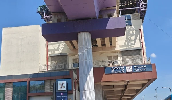 The Whitefield metro facility capturing the modern public transport hub that directly benefits Sobha World City homeowners