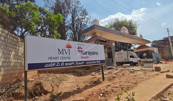 Comprehensive view of the MVJ Medical College and Research Hospital main entrance arch and Narayana Health board near Sobha World City