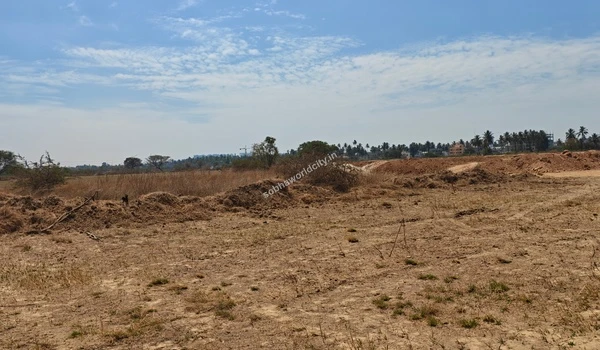 Close-up of a rocky, uneven excavated earth mound at Sobha World City