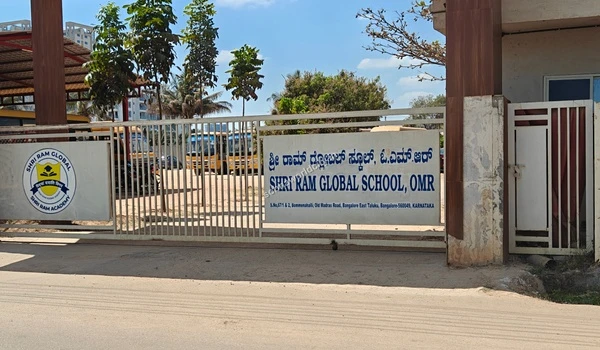 The secure campus gate of Shri Ram Global School ensuring a safe learning environment close to the Sobha World City apartments