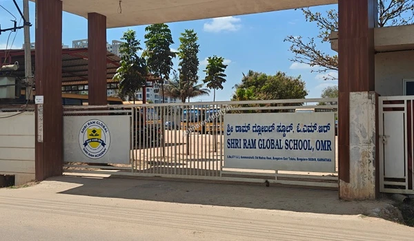 A prominent view of the main entrance to Shri Ram Global enriching the educational landscape of the Sobha World City neighborhood