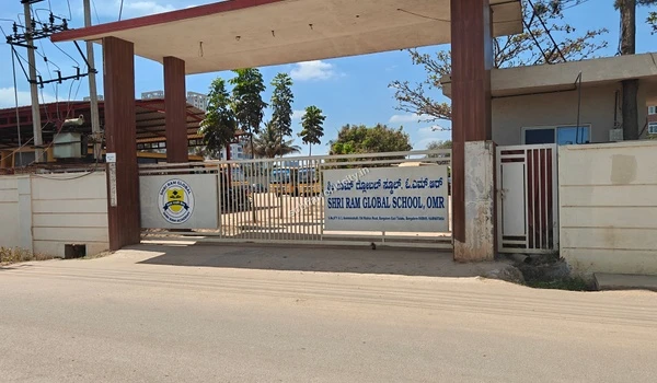 Clear signage indicating the Shri Ram Global School entrance providing top tier academic choices around the Sobha World City area