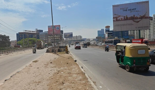 A panoramic shot of the entrance road at Sobha World City highlighting the smooth commute to KR Puram