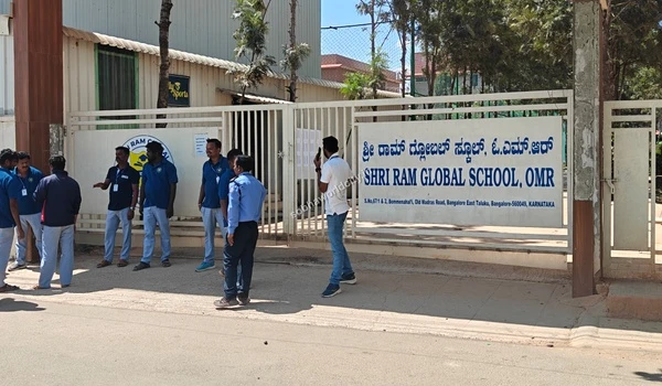 The busy and vibrant school frontage of Shri Ram Global demonstrating the excellent learning environment near Sobha World City